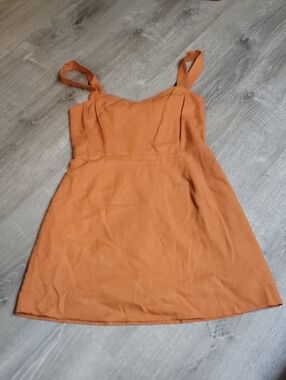 Workshop Republic Clothing Terracotta Tie-Strap Mini Dress